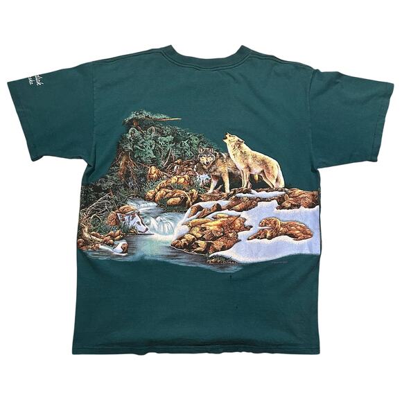 Vintage 90s Habitat Wrap Around Nature Animal Print USA L - Picture 5 of 6